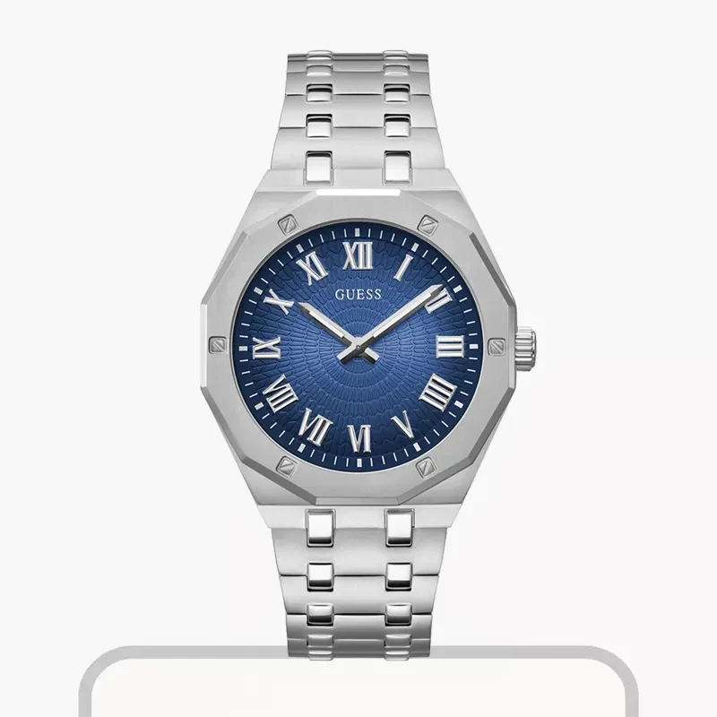 Guess Asset Blue Sunray Dial Silver-tone Men's Watc- GW0575G4